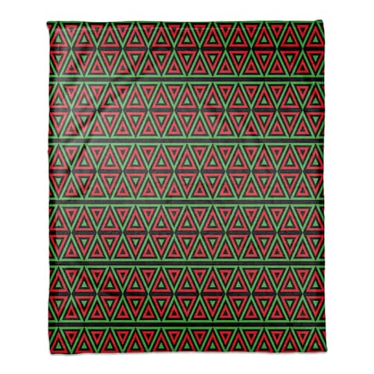 Kwanzaa Red &#x26; Green Triangles Coral Fleece Blanket